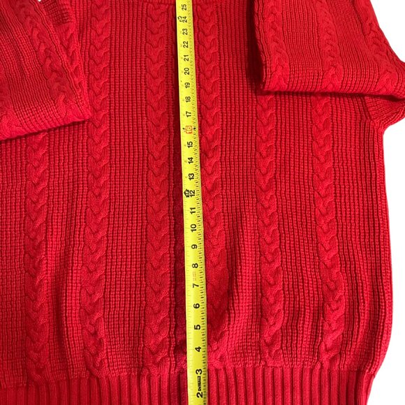 Sweater Vintage Red Cable Knit Sweater (Made in Northern Mariana Islands) - Picture 3 of 14